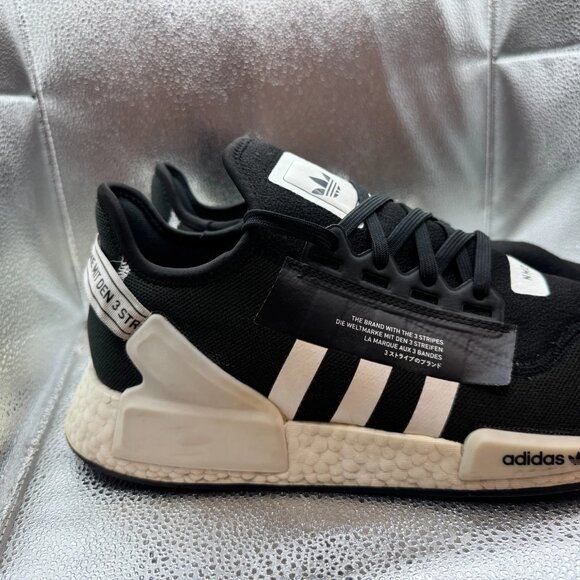 Size 13 Adidas Originals NMD_R1.V2 Mens Black White Athletic Running Shoe GX6367 - Picture 2 of 10